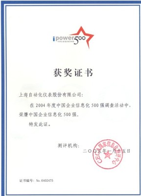 砥礪前行，智創(chuàng)未來(lái) 上海自動(dòng)化儀表股份有限公司榮譽(yù)錄